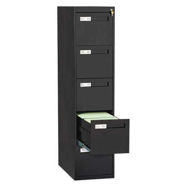14-15/16" W 5 Drawer Black, Letter