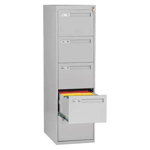 17-15/16" W 5 Drawer Light Gray, Legal