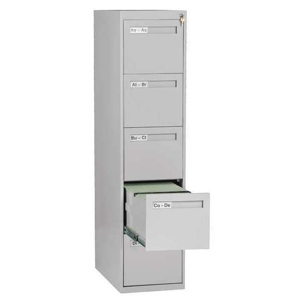 14-15/16" W 5 Drawer Light Gray, Letter