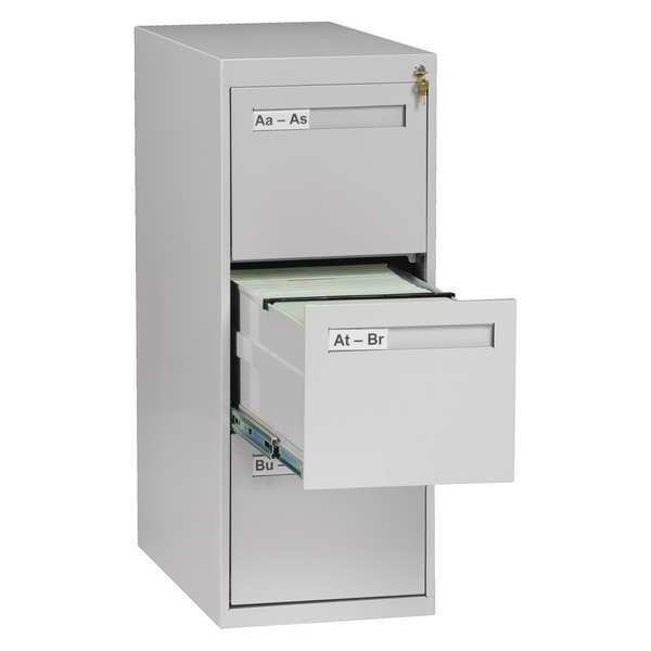 14-15/16" W 3 Drawer Light Gray, Letter