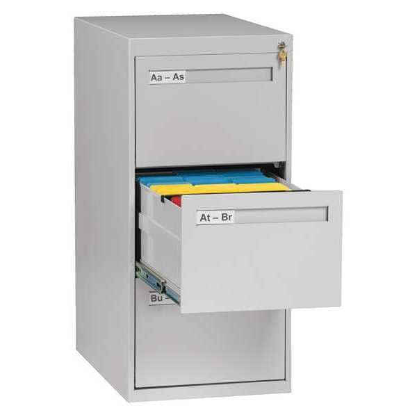 17-15/16" W 3 Drawer Light Gray, Legal