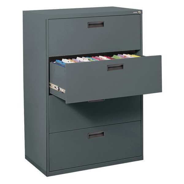30" W 4 Drawer Lateral File, 4Drawr, 30x18x50-5/8 in, Chc, Charcoal, Letter/Legal