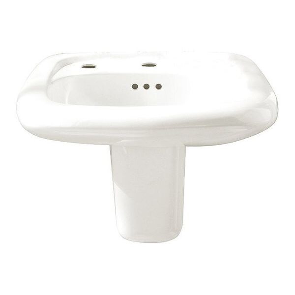 White Bathroom Sink, Vitreous China with EverClean(R) Wall Mount, Number of Stations: 1