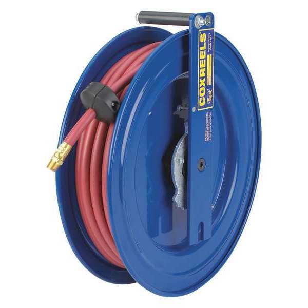 Spring Rewind Right-Mount Hose Reel, 1/4" Hose Diameter, 25 ft. Length, 300 psi Max. Pressure