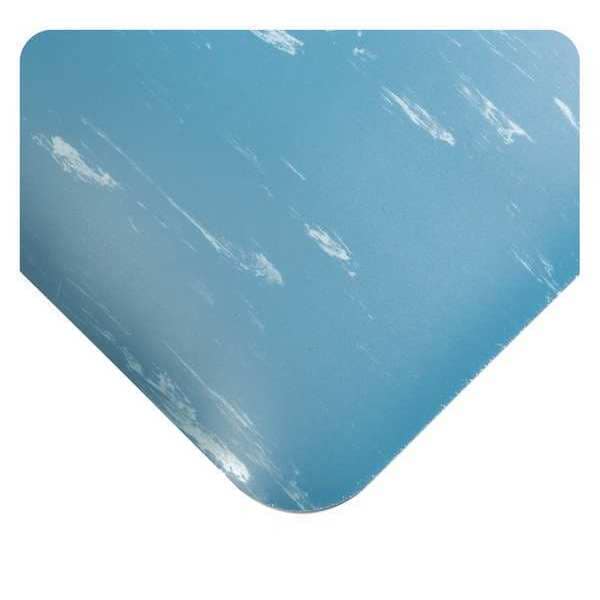 Antifatigue Mat, 10 ft. L x 2 ft. W, 1/2" Thickness, Marble, Blue