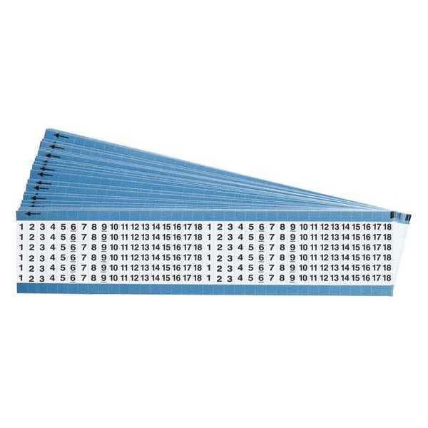 Wire Markers, Legend 1 to 18, Blk/Wht, PK25