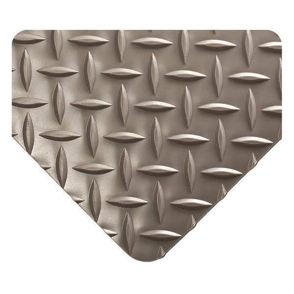 Antifatigue Mat, 75 ft. L x 4 ft. W, 3/16" Thickness, Diamond Plate, Gray