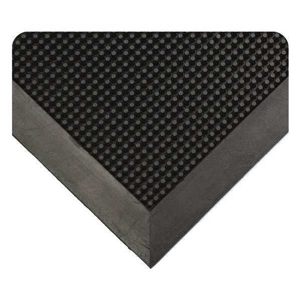 Antifatigue Mat, 39" L x 32" W, 1/2" Thickness, Rubber Scrappers, Black