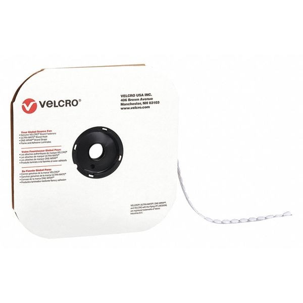 Tape Dots Hook, 1/2", Wh, PK1440, Disc, White, 1440 PK