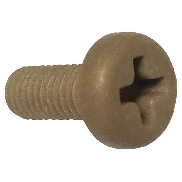 #10-24 x 1-1/2 in Phillips Pan Machine Screw, Plain PEEK, 10 PK