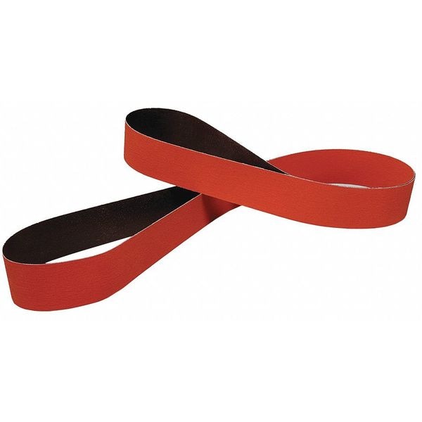 Sanding Belt, 3" W, 9-1/2" L, Closed Coat, Ceramic, P100 Grit, Orange