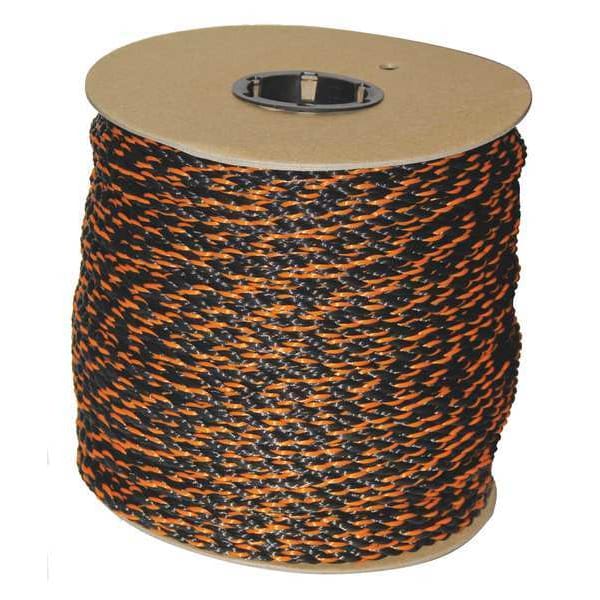 Rope, 600ft, Blk/Orng, 340lb., Polyprpylne