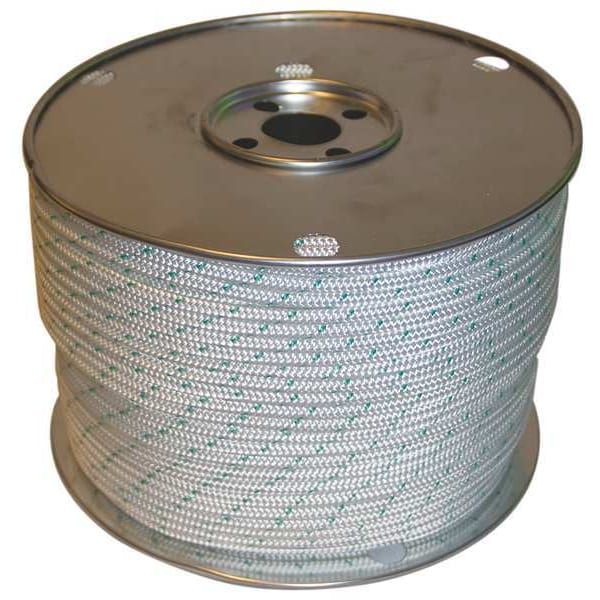 Rope, 600ft, Grn Tracer/Wht, 790lb., Polystr