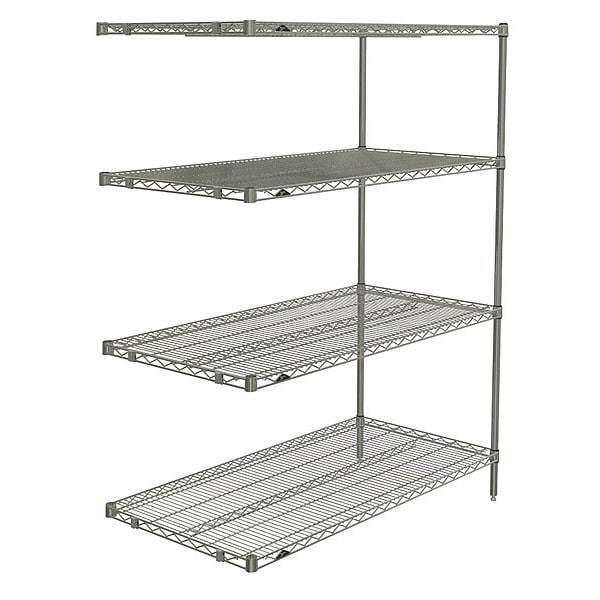 Wire Shelving, 24"D x 72"W x 74-5/8"H, 4 Shelves, Chrome