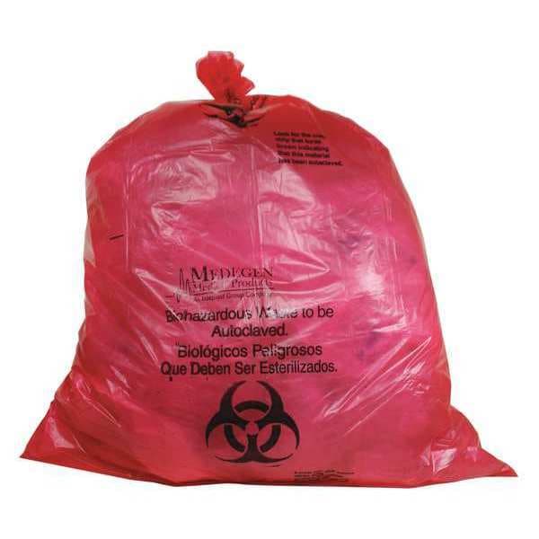 Autoclav.Biohaz. Bag, 20to30gal, Red, PK100