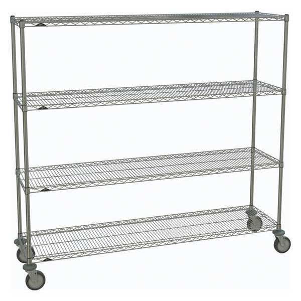 Wire Cart, Chrome, 69in.H x 18in.W, Silver
