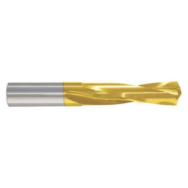 Screw Machine Drill Bit, 1/2 in Size, 135  Degrees Point Angle, Solid Carbide, TiN Finish
