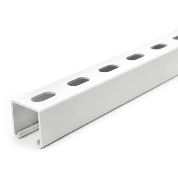 Single Channel Strut, Slotted, Steel, Painted, 9/16 in x 1-1/8 in Hole Size, White