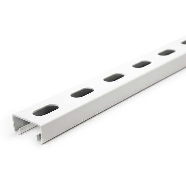 Single Channel Strut, Slotted, Steel, Painted, 9/16 in x 1-1/8 in Hole Size, White