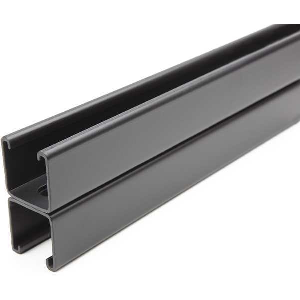 Back to Back Strut, Slotted, Steel, Painted, 9/16 in x 1-1/8 in Hole Size, Black