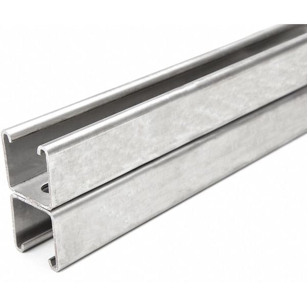 Back to Back Strut, Slotted, 304 Stainless Steel, Polished, 9/16 in x 1-1/8 in Hole Size, Silver