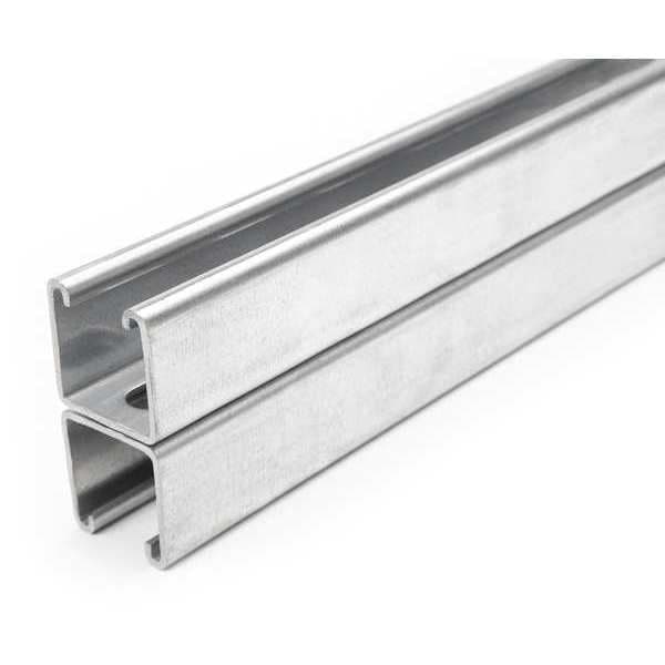 Back to Back Strut, Half Slotted, Steel, Galvanized, 9/16 in x 1-1/8 in Hole Size, Silver