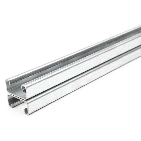 Back to Back Strut, Half Slotted, Steel, Galvanized, 9/16 in x 1-1/8 in Hole Size, Silver