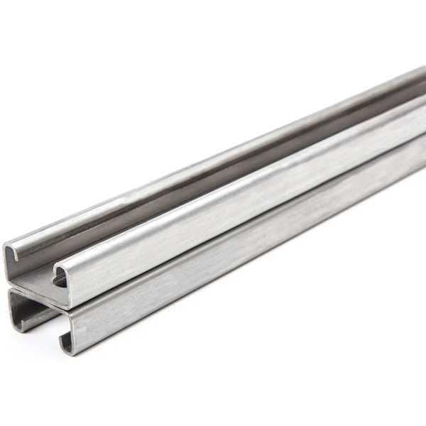 Back to Back Strut, Half Slotted, 304 Stainless Steel, Polished, 9/16 in x 1-1/8 in Hole Size
