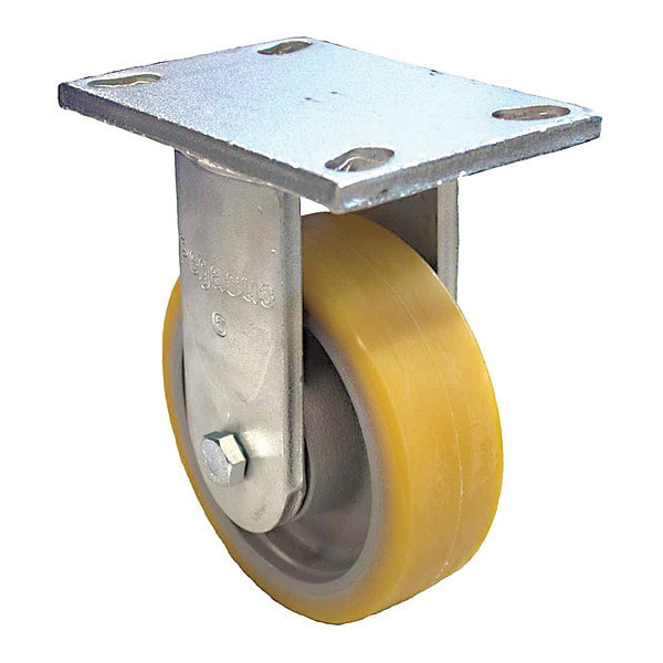 Plate Caster, 3970 lb. Load, Yellow Wheel