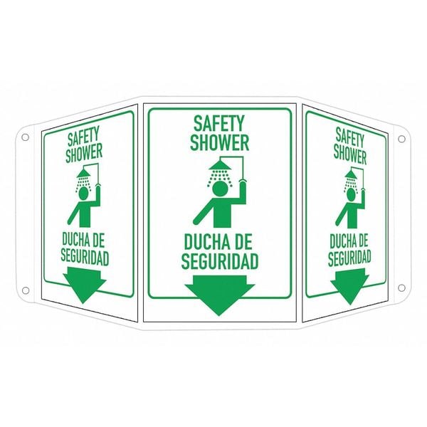 Safety Shower/Ducha De Seguridad, 17 1/2 in W x 10 in H, Tri-Bend, Aluminum, LCTB-0011-RA_7x10