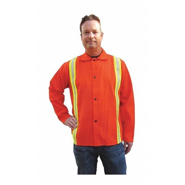 Jacket, Cotton, snaps Closure, Hi-Viz Orange, 3XL