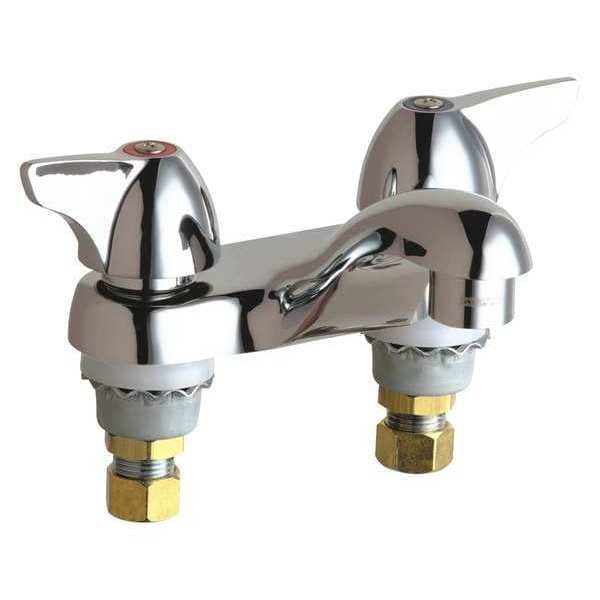 Manual Low Arc Bathroom Faucet, 4" Mount, Polished Chrome 2 Hole