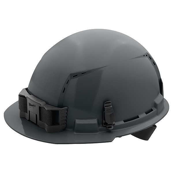 BOLT Gray Front Brim Vented Hard Hat w/4pt Ratcheting Suspension - Type 1, Class C