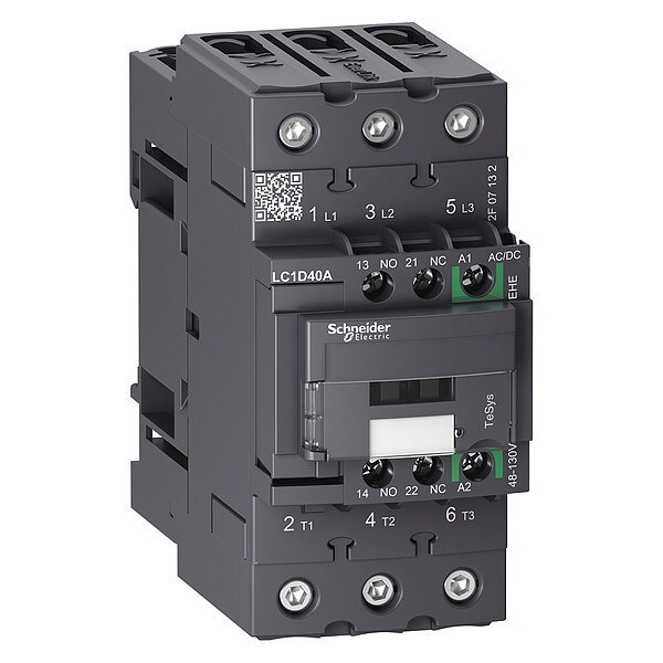 IEC Magnetic Contactor, 1NC/1NO, 48V-130V AC/DC, 3 P, Non-Reversing, Screw Clamp