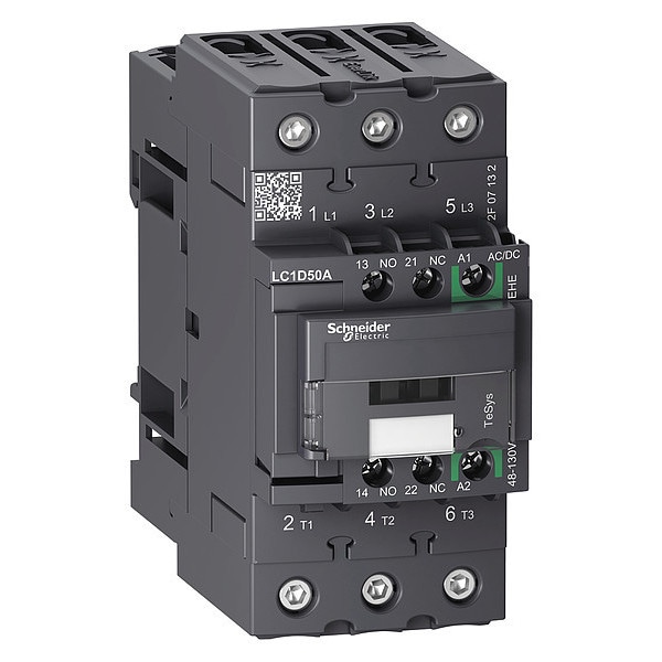 IEC Magnetic Contactor, 1NC/1NO, 48V-130V AC/DC, 3 P, Non-Reversing, Screw Clamp