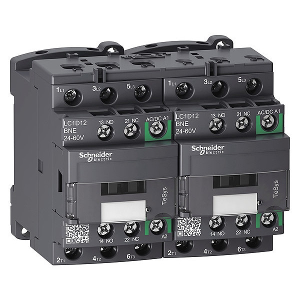 IEC Magnetic Contactor, 1NC/1NO, 24V-60V AC/DC, 3 P, Reversing, Screw Clamp