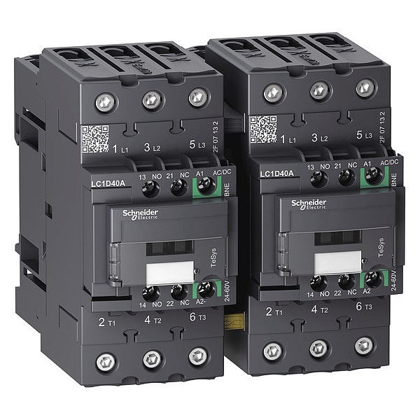 IEC Magnetic Contactor, 1NC/1NO, 24V-60V AC/DC, 3 P, Reversing, Screw Clamp