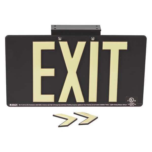 Exit Sign, Plastic, 17-1/4" W, 9-1/2" H, Exit, Black