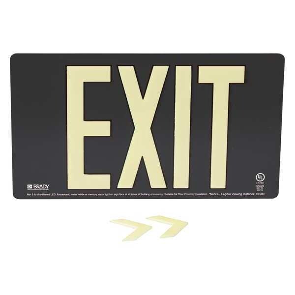 Exit Sign, Aluminum, 15-3/4" W, 9" H, Exit, Black