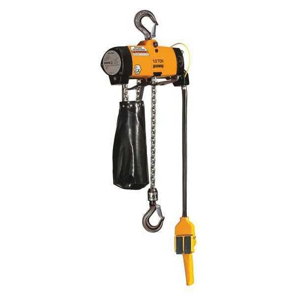 Air Chain Hoist, Pull Cord, 1000 lb., 10 ft