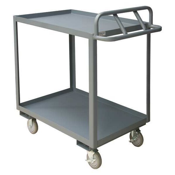 Utility Cart with Lipped Metal Shelves, Steel, 1,200 lb Load Capacity, 2 Shelves, 54 1/2 in L
