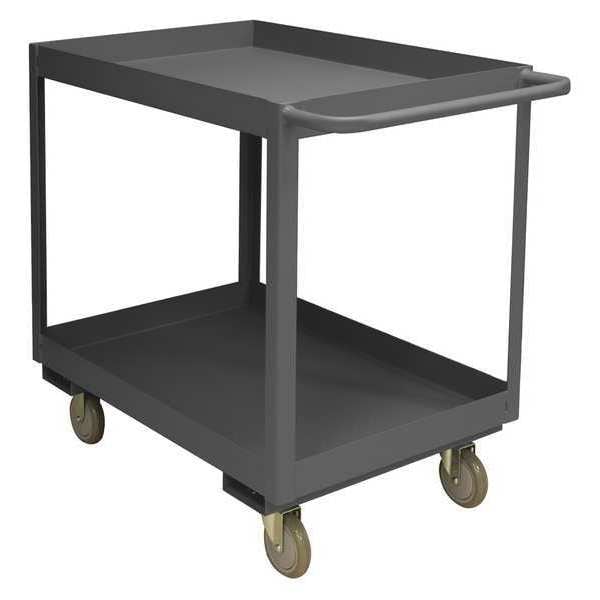 Utility Cart with Deep Lipped Metal Shelves, Steel, 3,600 lb Load Capacity, 2 Shelves, 52 in L
