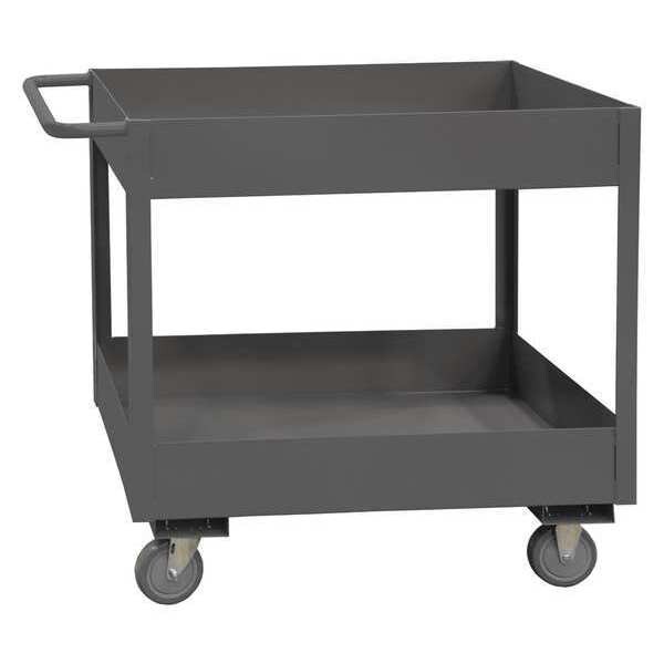 Utility Cart with Deep Lipped Metal Shelves, Steel, 3,600 lb Load Capacity, 2 Shelves, 42 in L