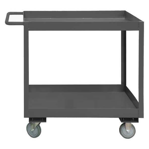 Utility Cart with Deep Lipped Metal Shelves, Steel, 1,200 lb Load Capacity, 2 Shelves, 42 1/4 in L