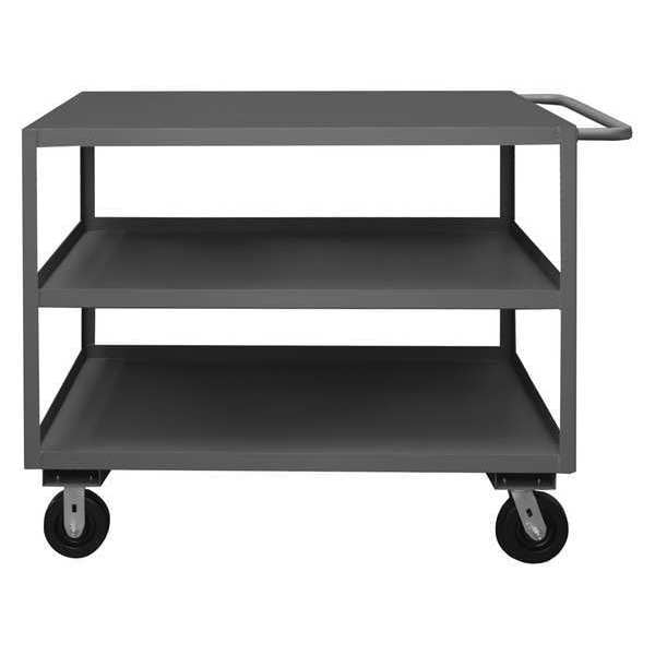 Utility Cart with Lipped & Flush Metal Shelves, Steel, 3,000 lb Load Capacity, 3 Shelves, 48 in H