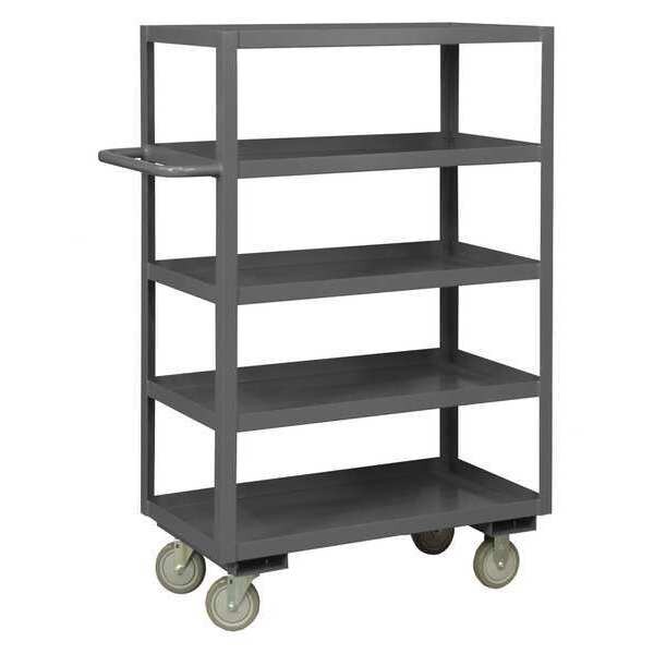 Utility Cart with Lipped Metal Shelves, Steel, 1,200 lb Load Capacity, 5 Shelves, 66 1/2 in L