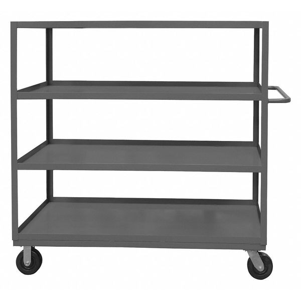 Utility Cart with Lipped Metal Shelves, Steel, 3,000 lb Load Capacity, 4 Shelves, 39 in L, 40 in H