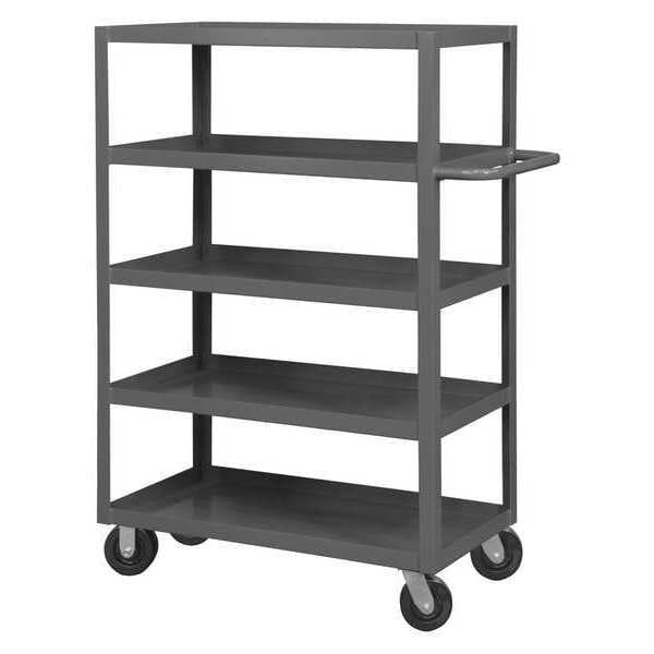 Utility Cart with Lipped Metal Shelves, Steel, 3,000 lb Load Capacity, 5 Shelves, 36 in L, 63 in H