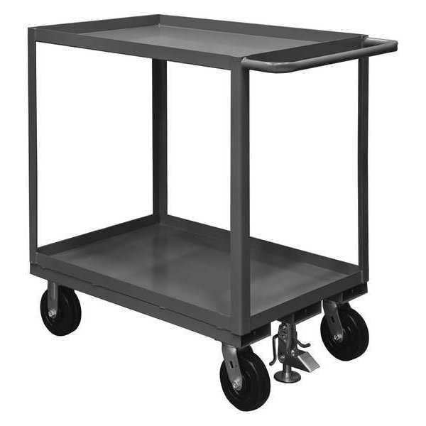 Utility Cart with Lipped Metal Shelves, Steel, 2,400 lb Load Capacity, 2 Shelves, 54 1/2 in L