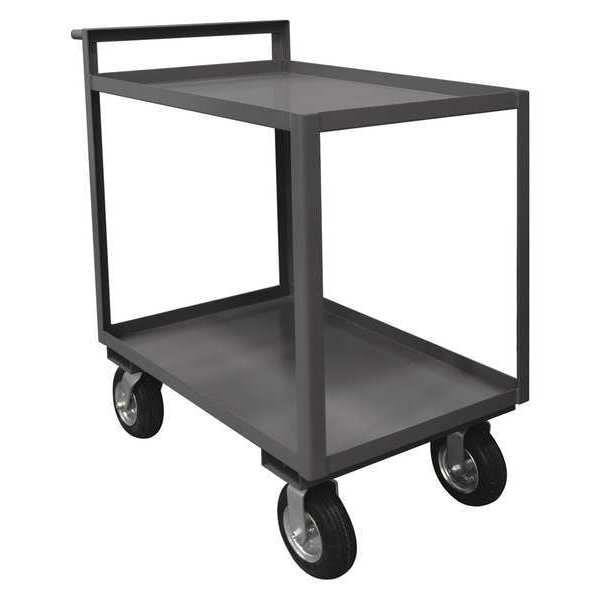 Utility Cart with Lipped Metal Shelves, Steel, 1,500 lb Load Capacity, 2 Shelves, 54 1/2 in L